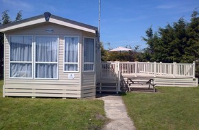 A caravan with veranda